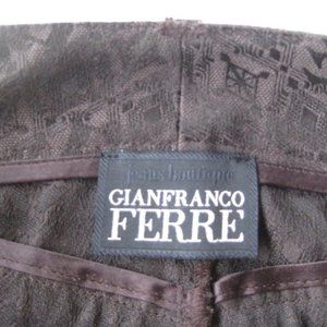 GIANFRANCO FERRE STYLISH BELT PANTS,MADE IN ITALY, DARK CHOCOLATE, SIZE 28US/42E